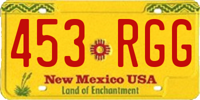 NM license plate 453RGG