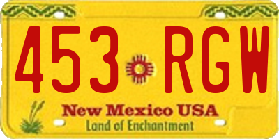 NM license plate 453RGW