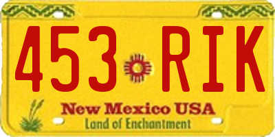 NM license plate 453RIK