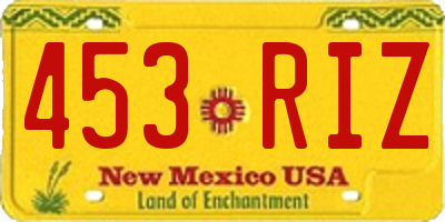 NM license plate 453RIZ