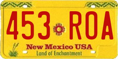 NM license plate 453ROA