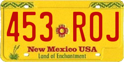 NM license plate 453ROJ