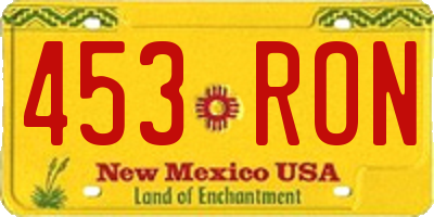 NM license plate 453RON