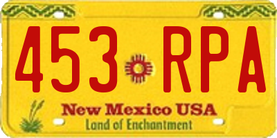 NM license plate 453RPA