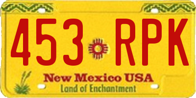 NM license plate 453RPK
