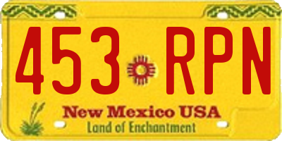 NM license plate 453RPN