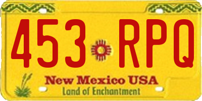 NM license plate 453RPQ