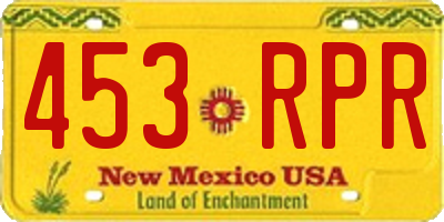 NM license plate 453RPR
