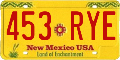 NM license plate 453RYE