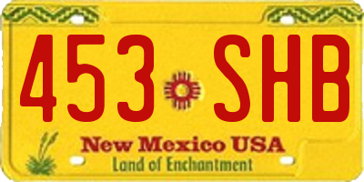 NM license plate 453SHB