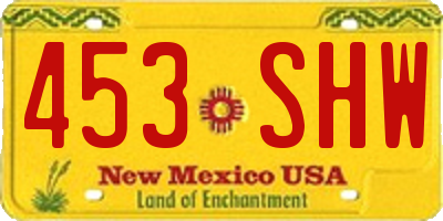 NM license plate 453SHW