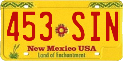 NM license plate 453SIN