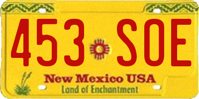 NM license plate 453SOE