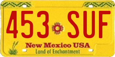 NM license plate 453SUF