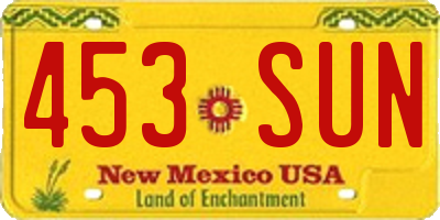 NM license plate 453SUN