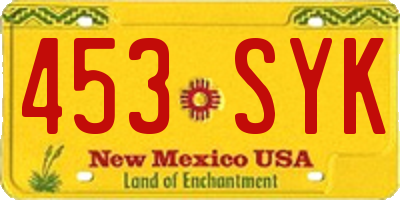 NM license plate 453SYK