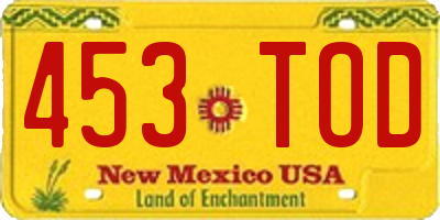 NM license plate 453TOD