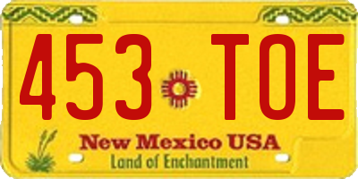 NM license plate 453TOE