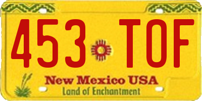 NM license plate 453TOF