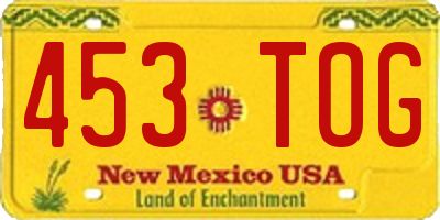 NM license plate 453TOG