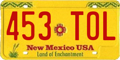 NM license plate 453TOL
