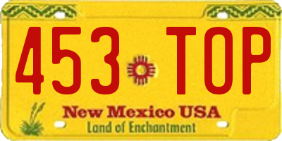 NM license plate 453TOP