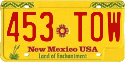 NM license plate 453TOW