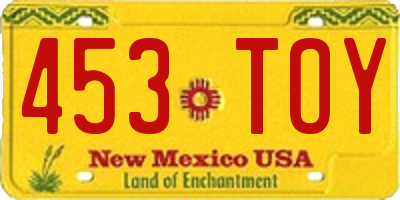 NM license plate 453TOY