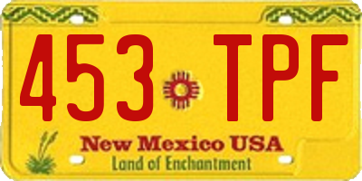 NM license plate 453TPF