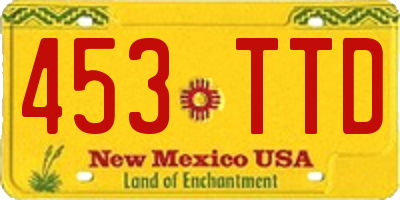 NM license plate 453TTD