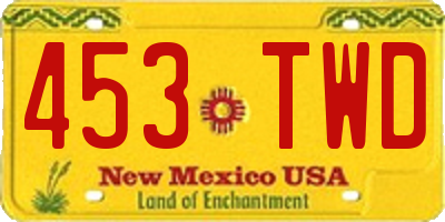 NM license plate 453TWD