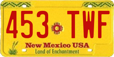 NM license plate 453TWF