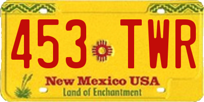 NM license plate 453TWR