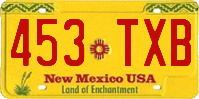 NM license plate 453TXB