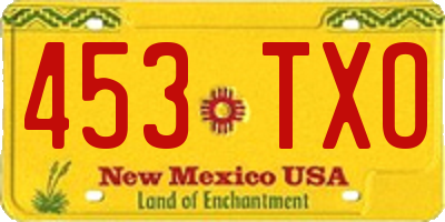 NM license plate 453TXO