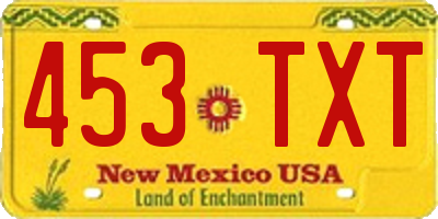 NM license plate 453TXT
