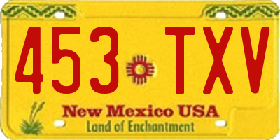 NM license plate 453TXV