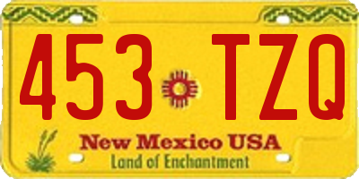 NM license plate 453TZQ