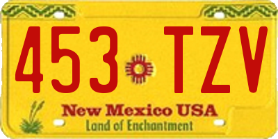 NM license plate 453TZV