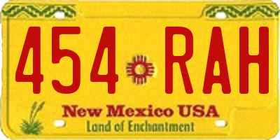 NM license plate 454RAH