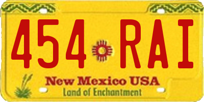 NM license plate 454RAI