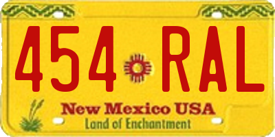 NM license plate 454RAL