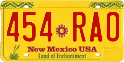 NM license plate 454RAO
