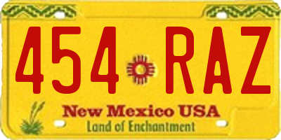 NM license plate 454RAZ