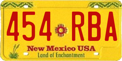 NM license plate 454RBA