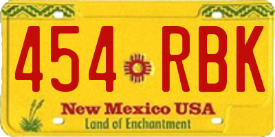 NM license plate 454RBK