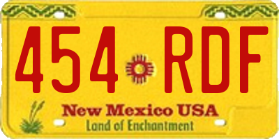 NM license plate 454RDF