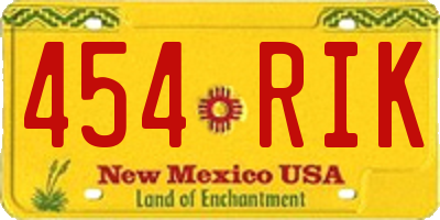 NM license plate 454RIK