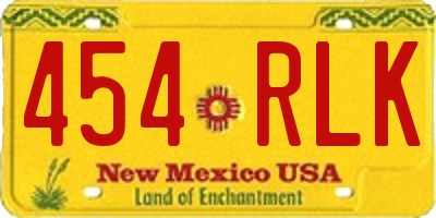 NM license plate 454RLK