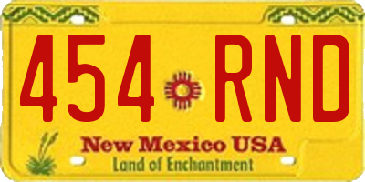 NM license plate 454RND